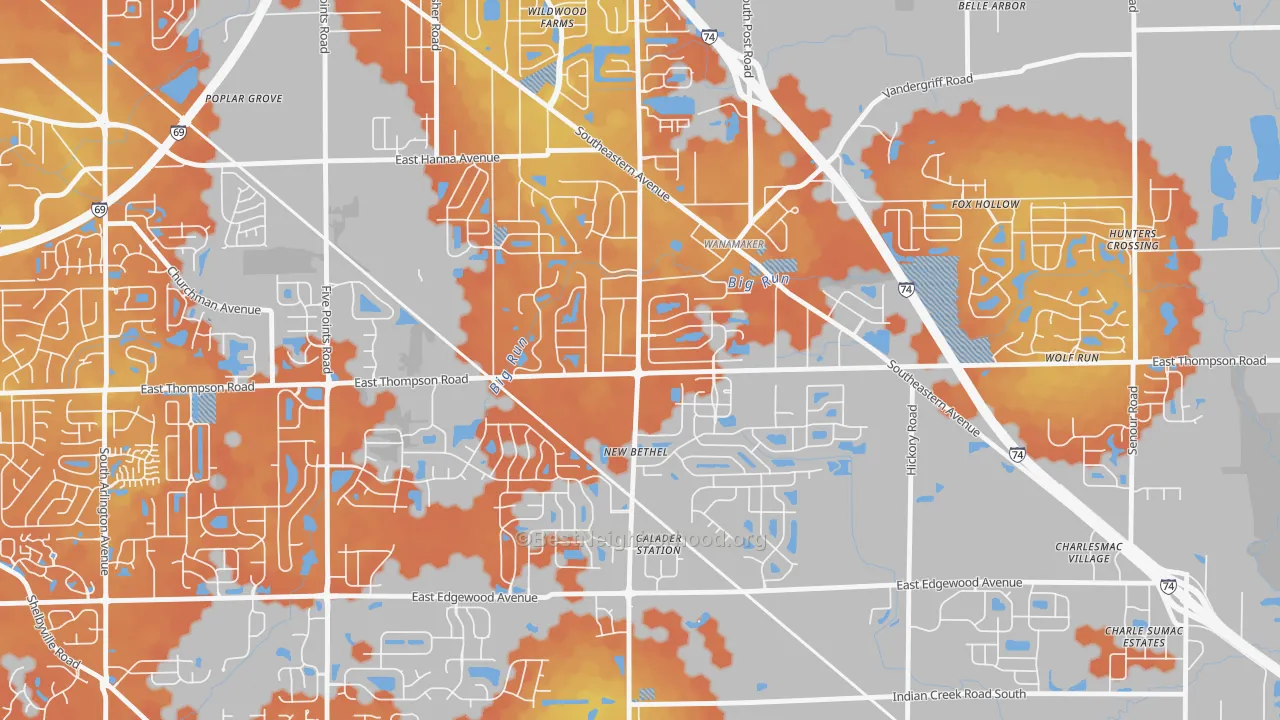 Bike Grade map of New Bethel, Indianapolis, IN