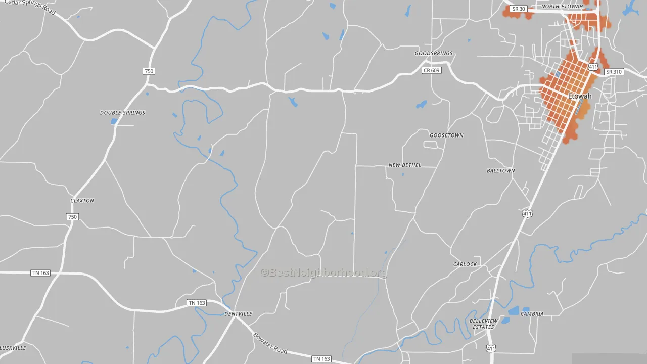 Bike Grade map of New Bethel, TN