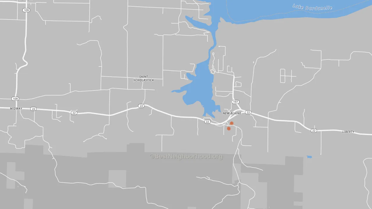 Bike Grade map of New Blaine, AR