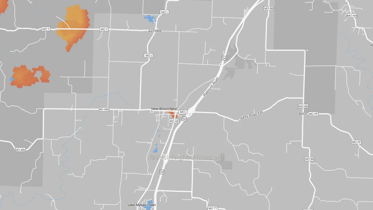 Bike Grade map of New Bloomfield, MO