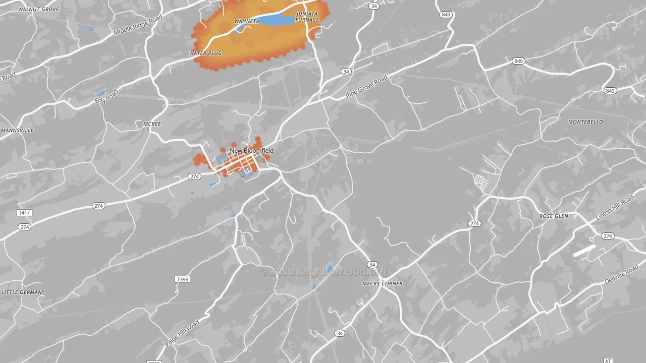 Bike Grade map of New Bloomfield, PA