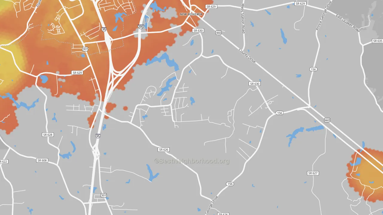 Bike Grade map of New Bohemia, VA
