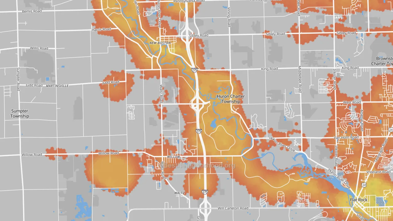 Bike Grade map of New Boston, MI