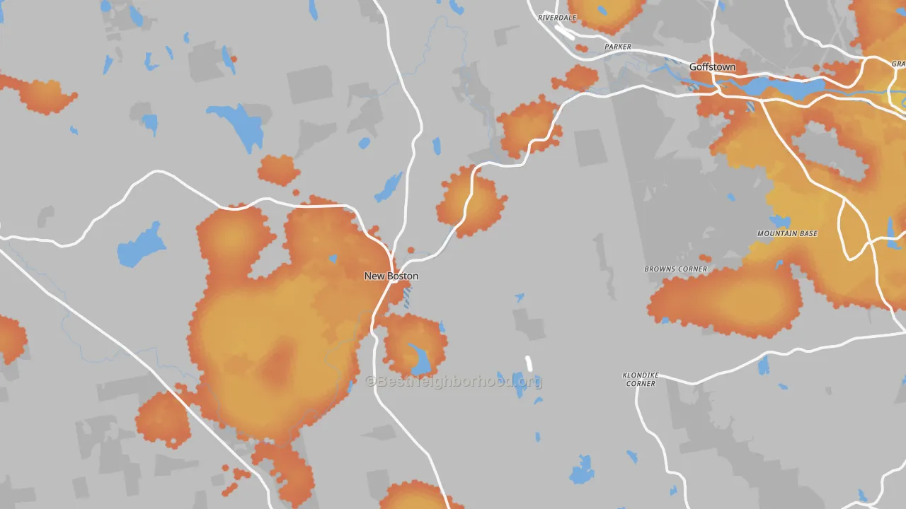 Bike Grade map of New Boston, NH