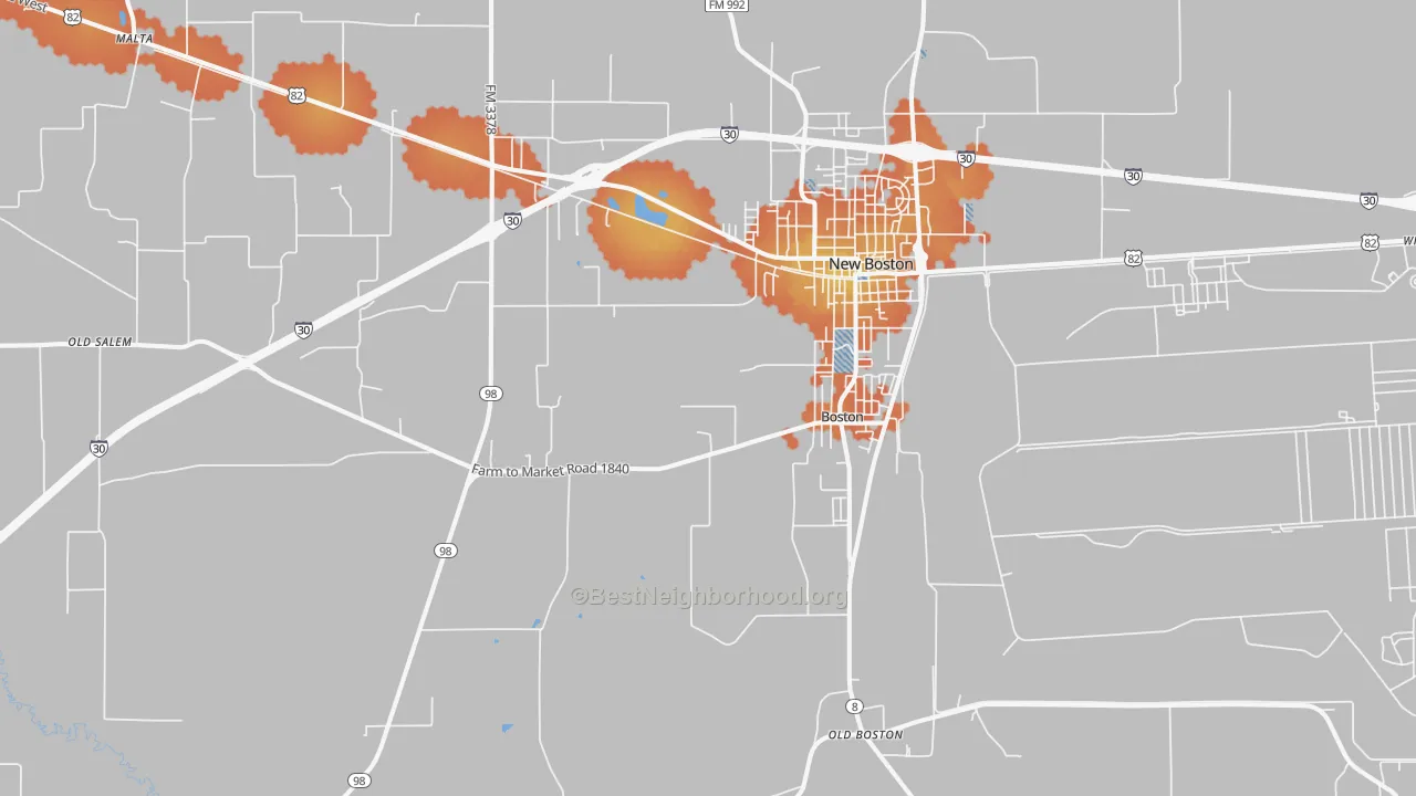 Bike Grade map of New Boston, TX