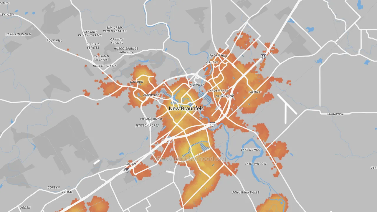 Bike Grade map of New Braunfels, TX