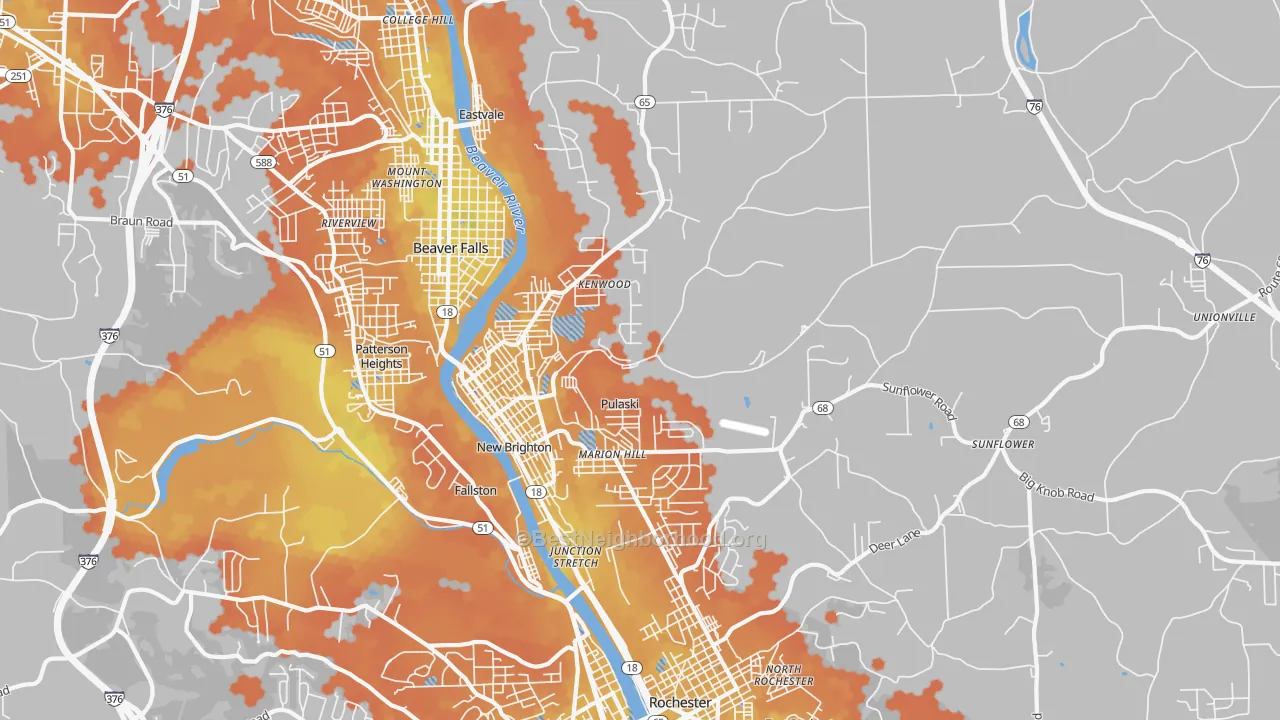 Bike Grade map of New Brighton, PA