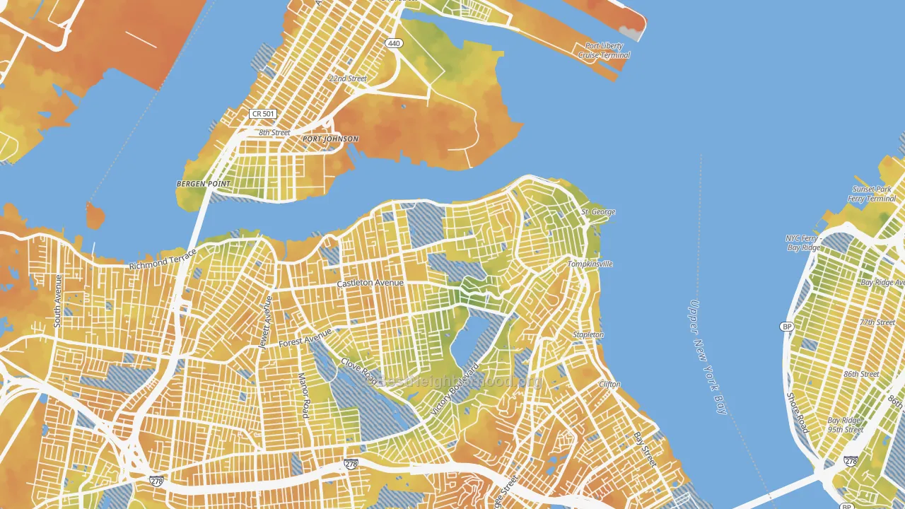 Bike Grade map of New Brighton, Staten Island, NY