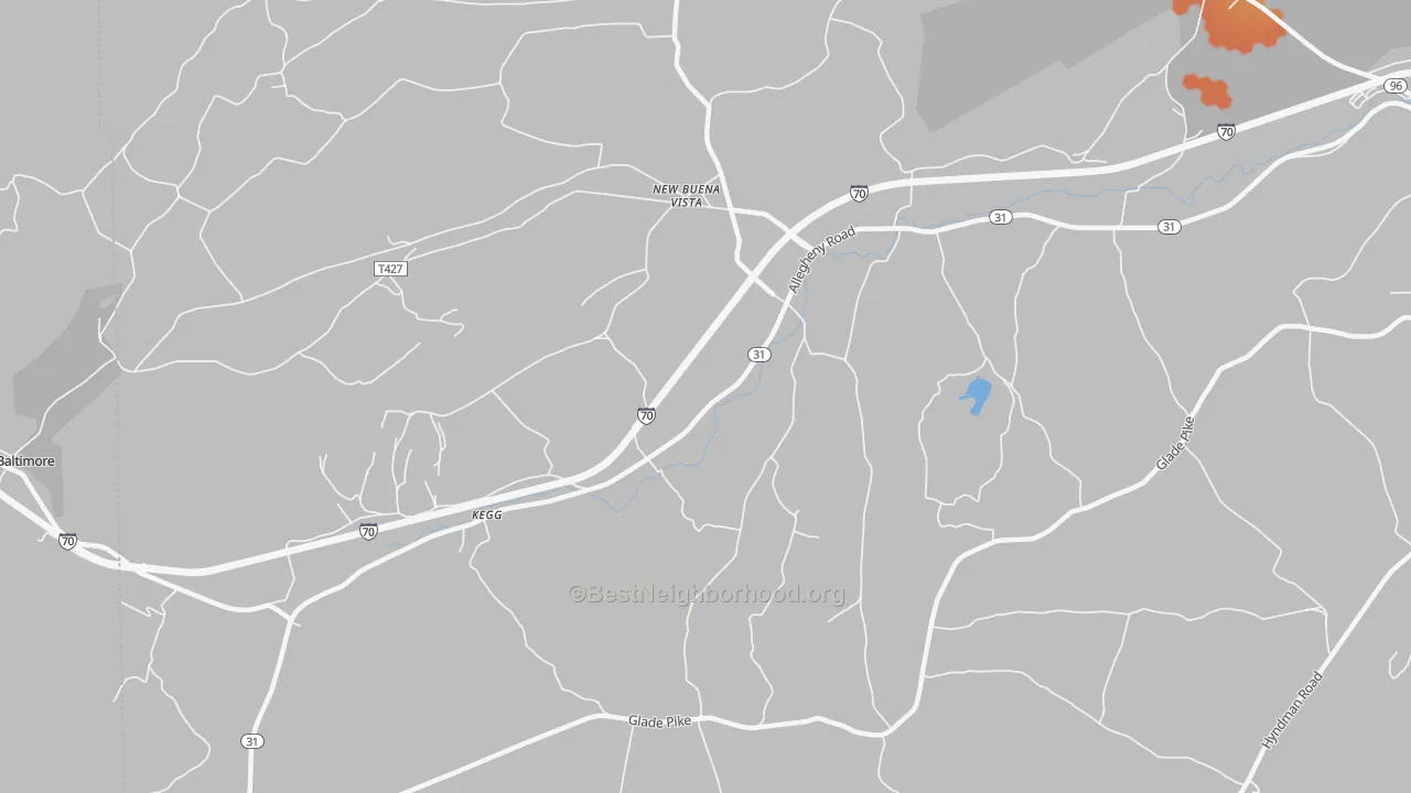 Bike Grade map of New Buena Vista, PA