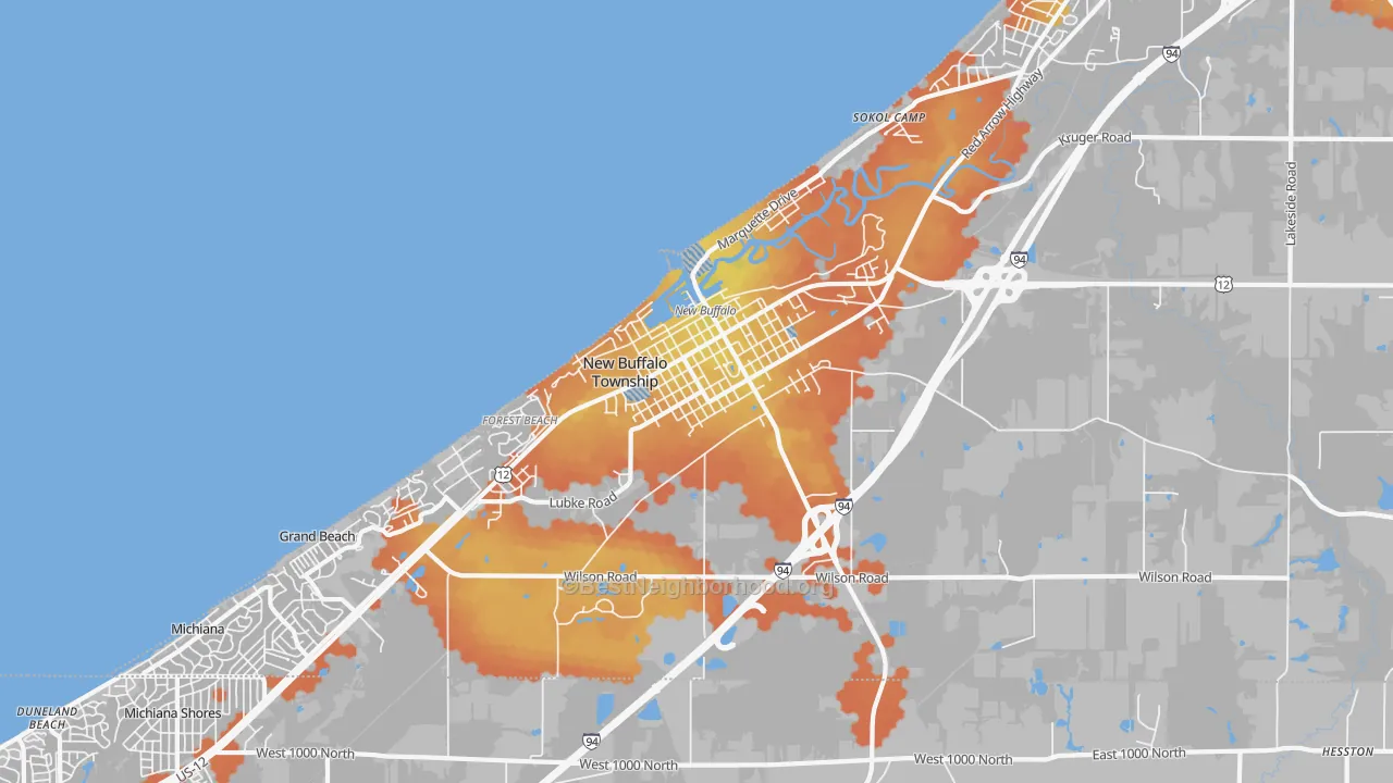 Bike Grade map of New Buffalo, MI