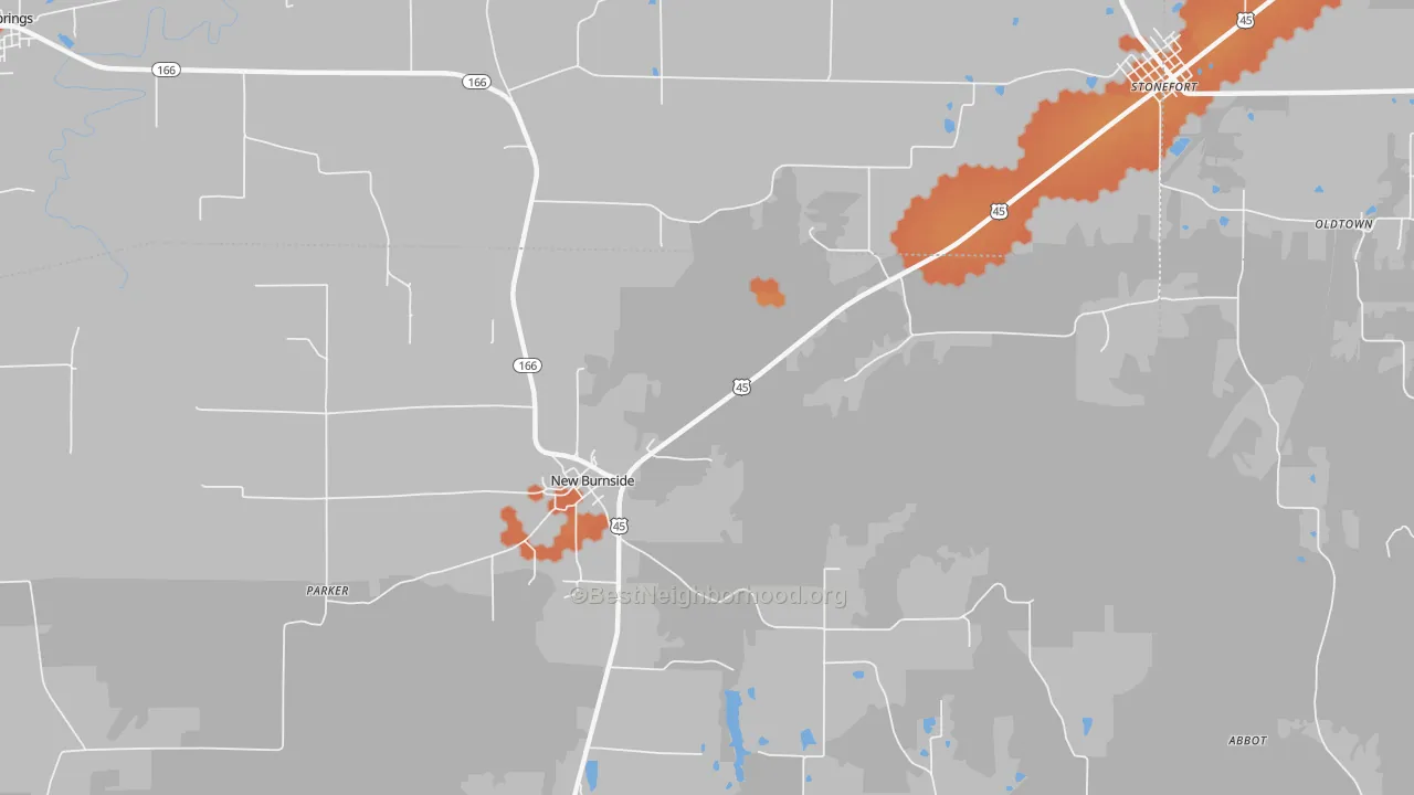 Bike Grade map of New Burnside, IL