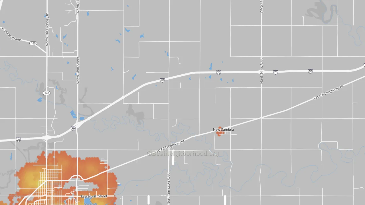Bike Grade map of New Cambria, KS