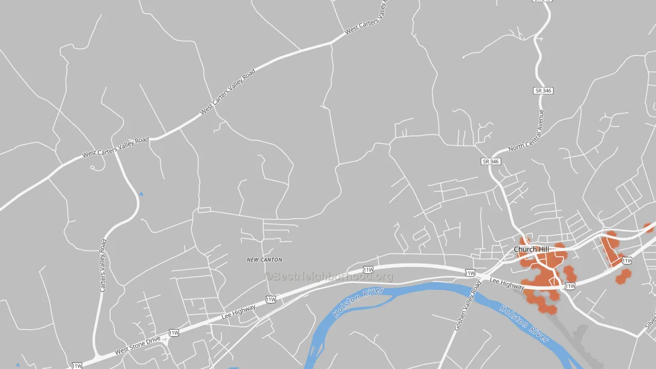 Bike Grade map of New Canton, TN
