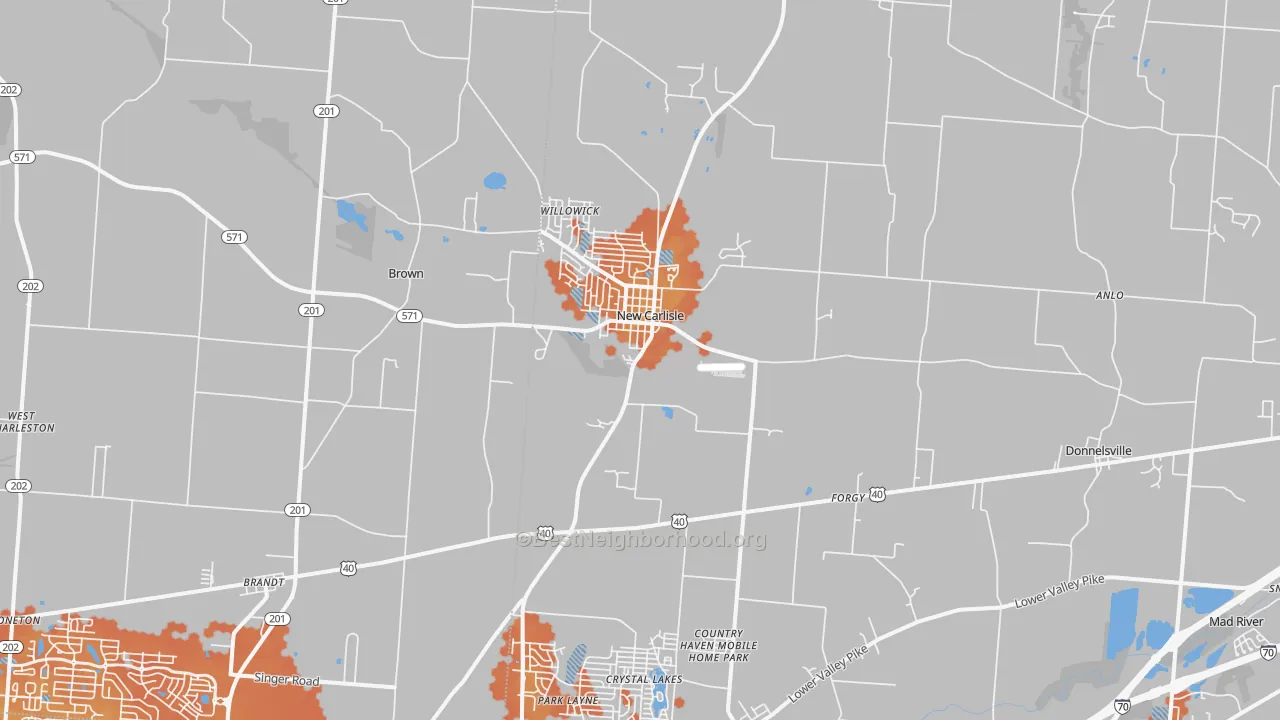 Bike Grade map of New Carlisle, OH