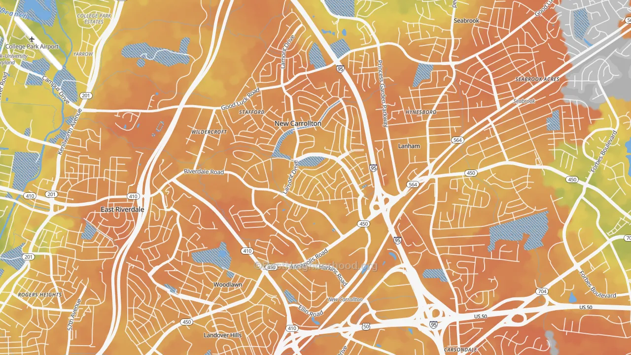Bike Grade map of New Carrollton, MD