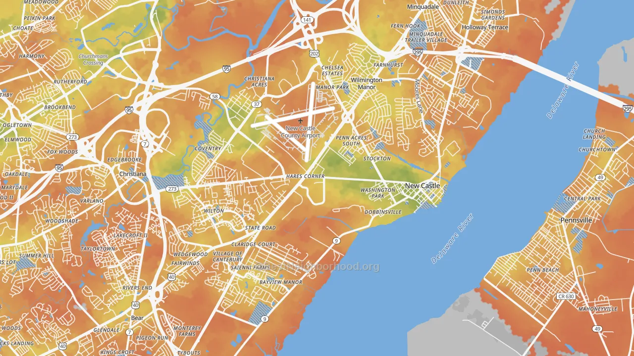 Bike Grade map of New Castle, DE