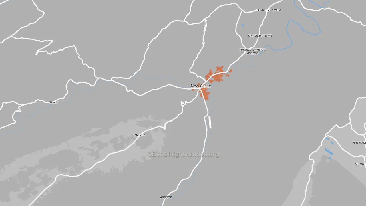 Bike Grade map of New Castle, VA