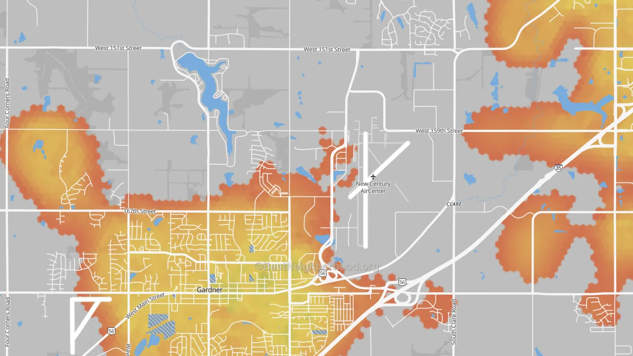 Bike Grade map of New Century, KS