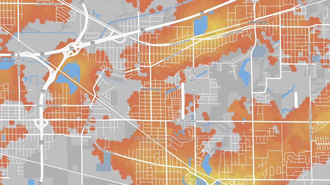 Bike Grade map of New Chicago, IN