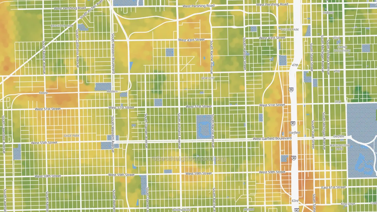 Bike Grade map of New City, Chicago, IL