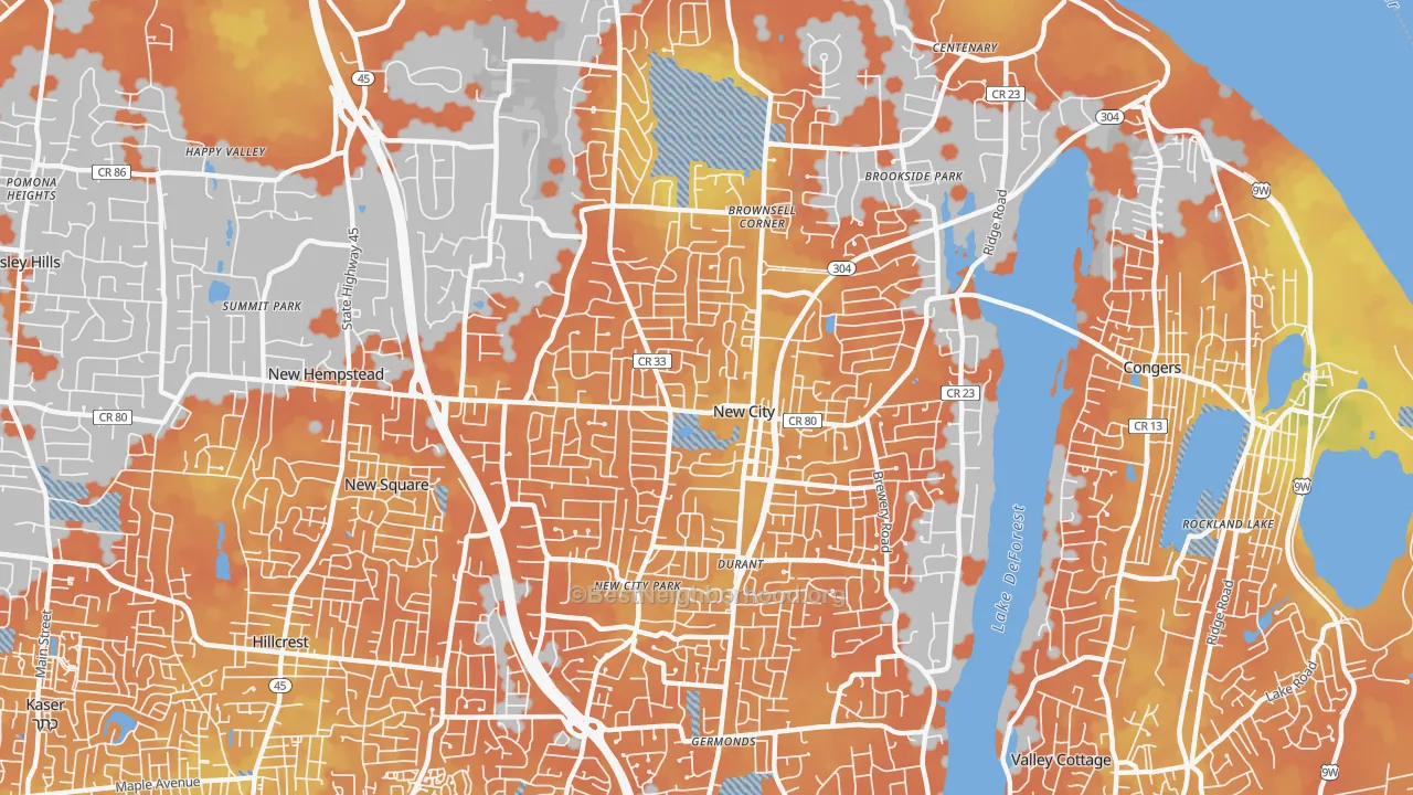 Bike Grade map of New City, NY