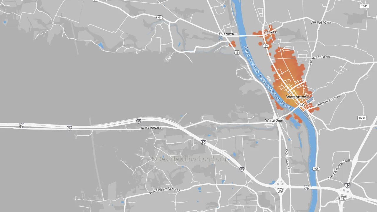 Bike Grade map of New Columbia, PA