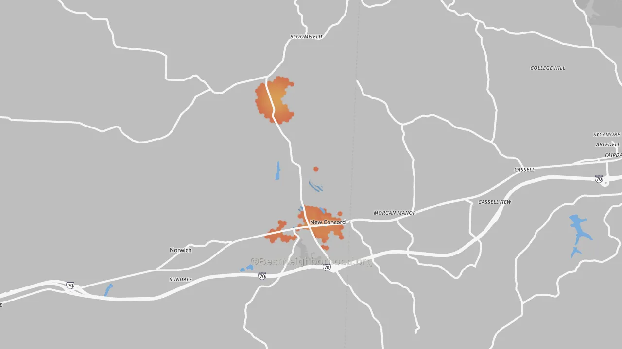 Bike Grade map of New Concord, OH