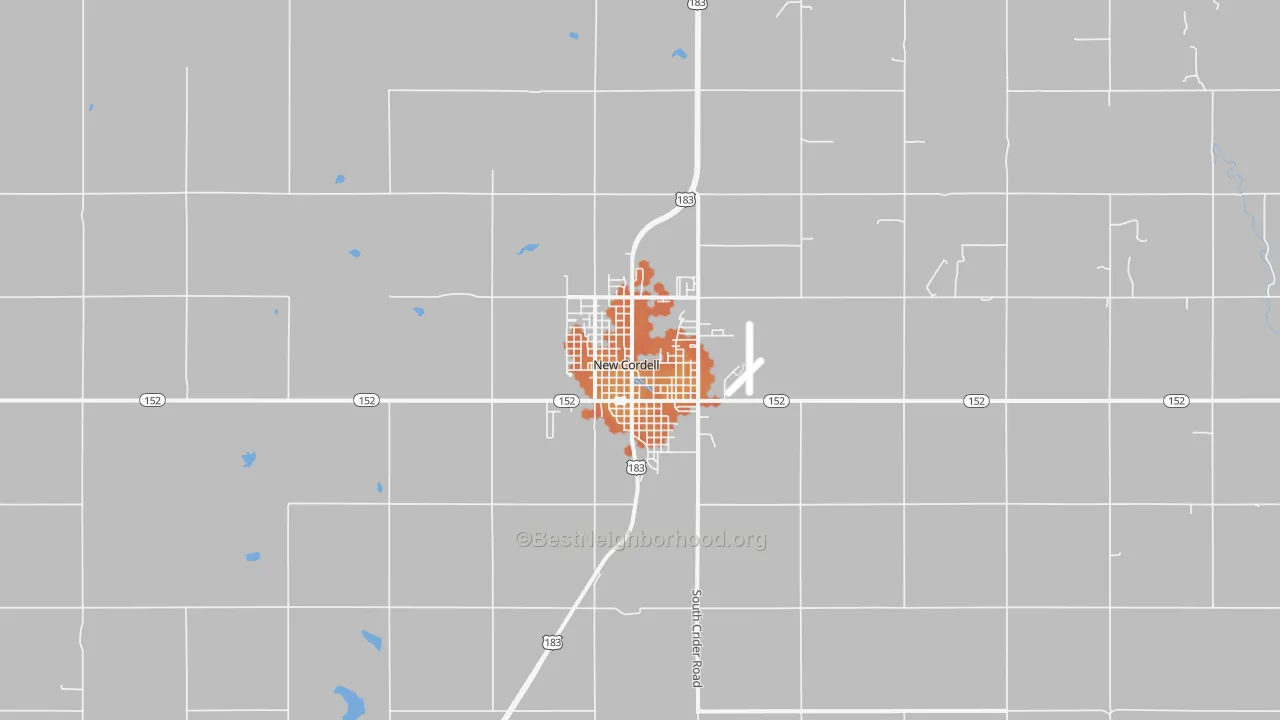 Bike Grade map of New Cordell, OK