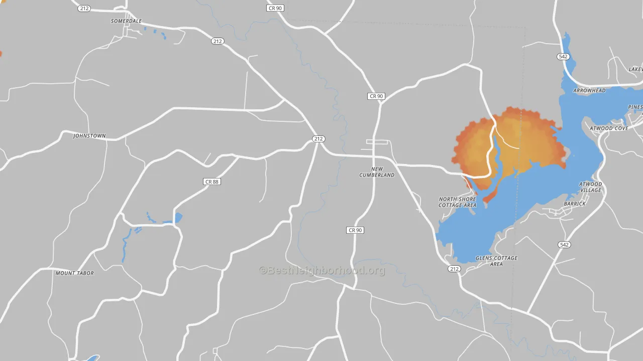 Bike Grade map of New Cumberland, OH