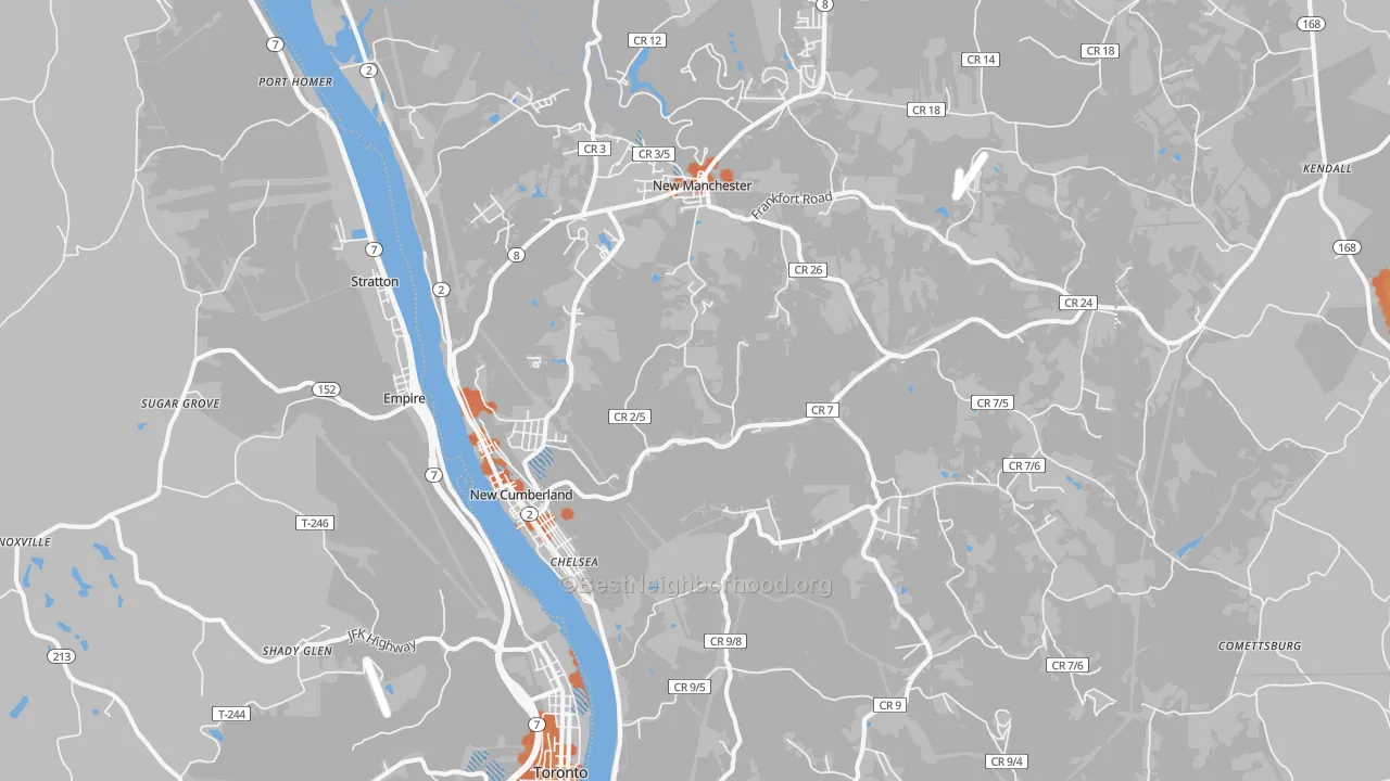 Bike Grade map of New Cumberland, WV