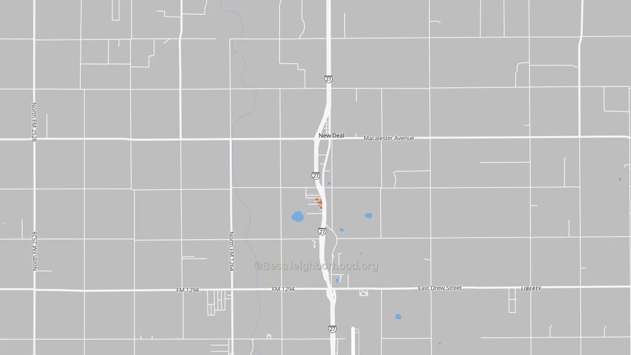 Bike Grade map of New Deal, TX