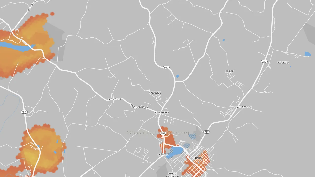 Bike Grade map of New Derry, PA