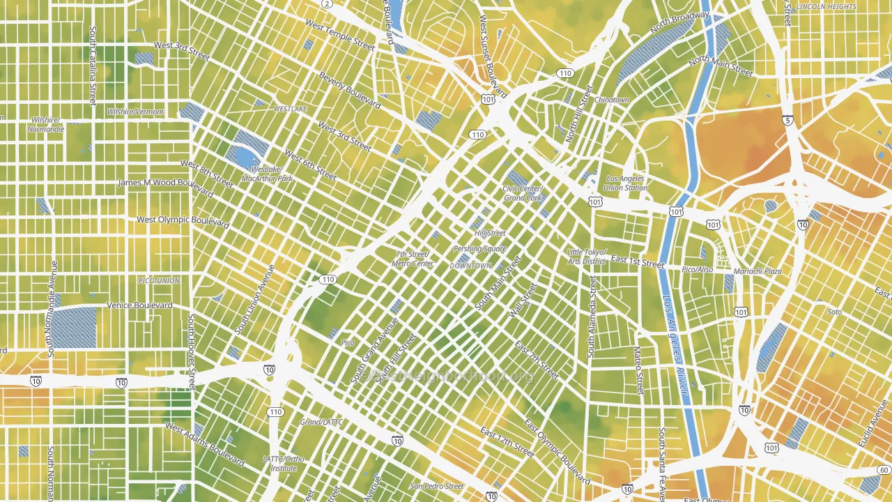 Bike Grade map of New Downtown, Los Angeles, CA