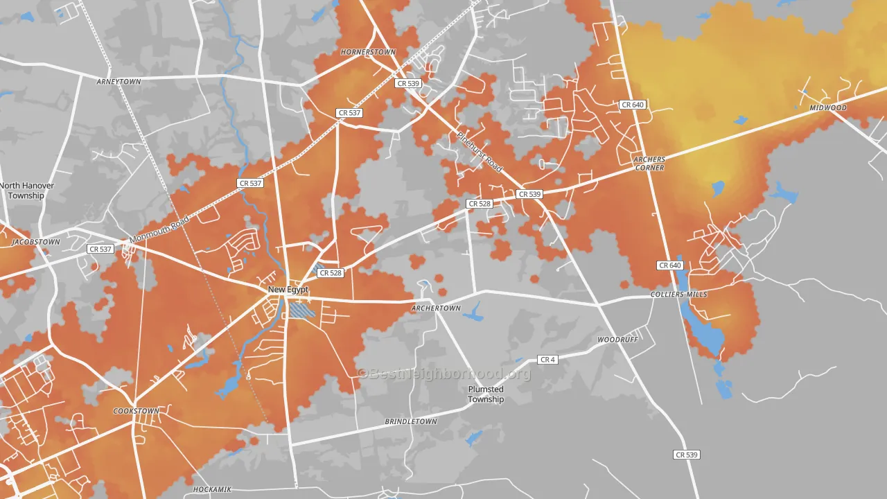 Bike Grade map of New Egypt, NJ