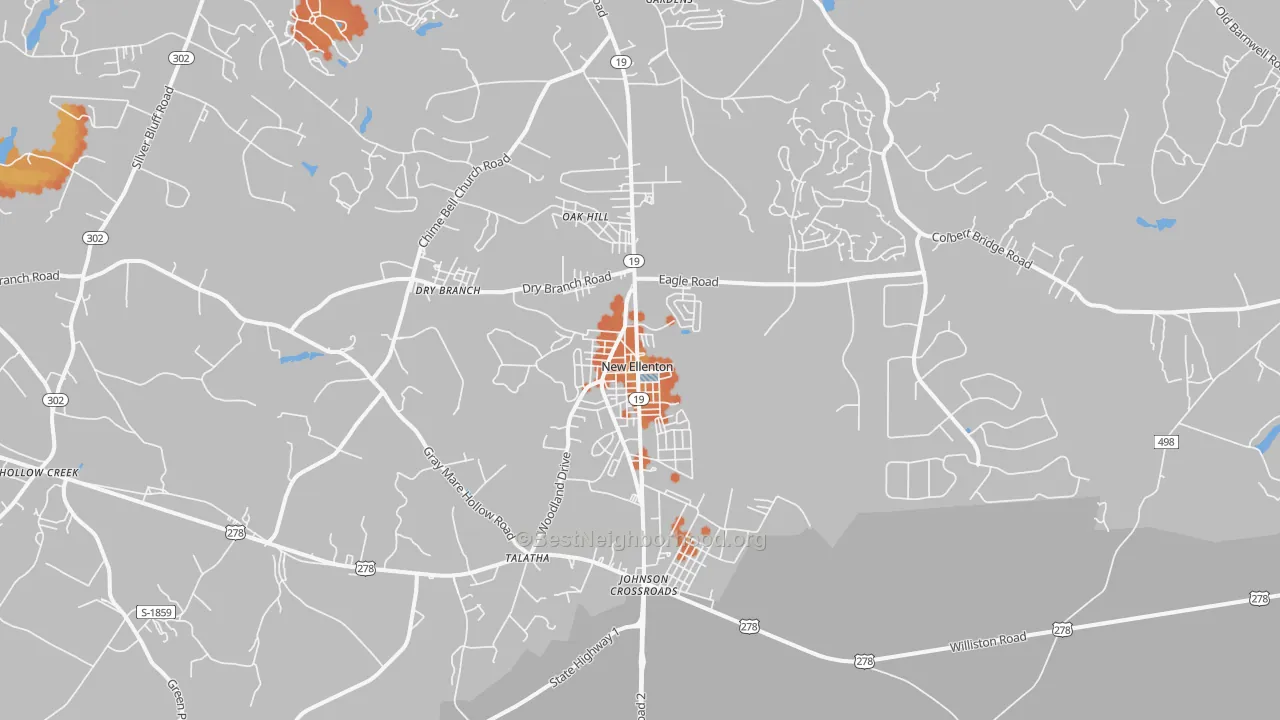 Bike Grade map of New Ellenton, SC