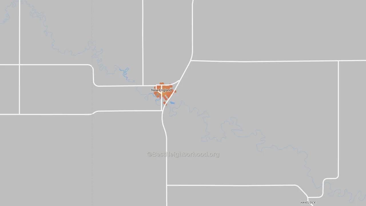 Bike Grade map of New England, ND