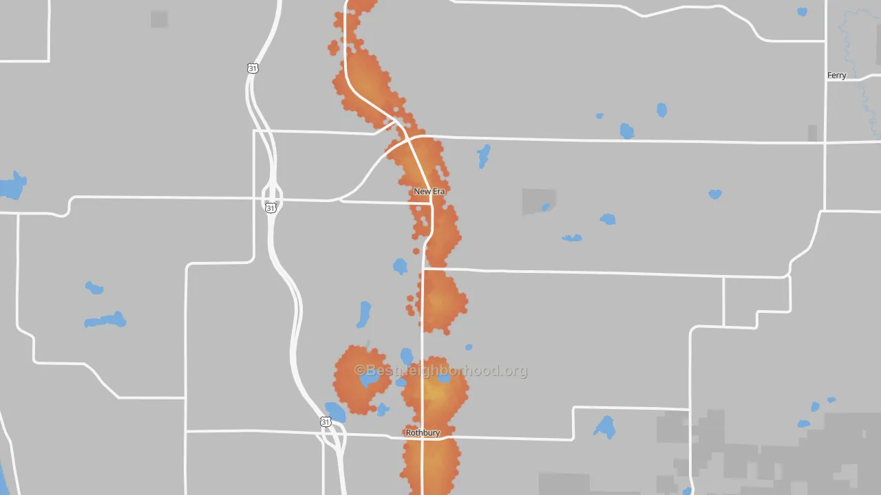 Bike Grade map of New Era, MI