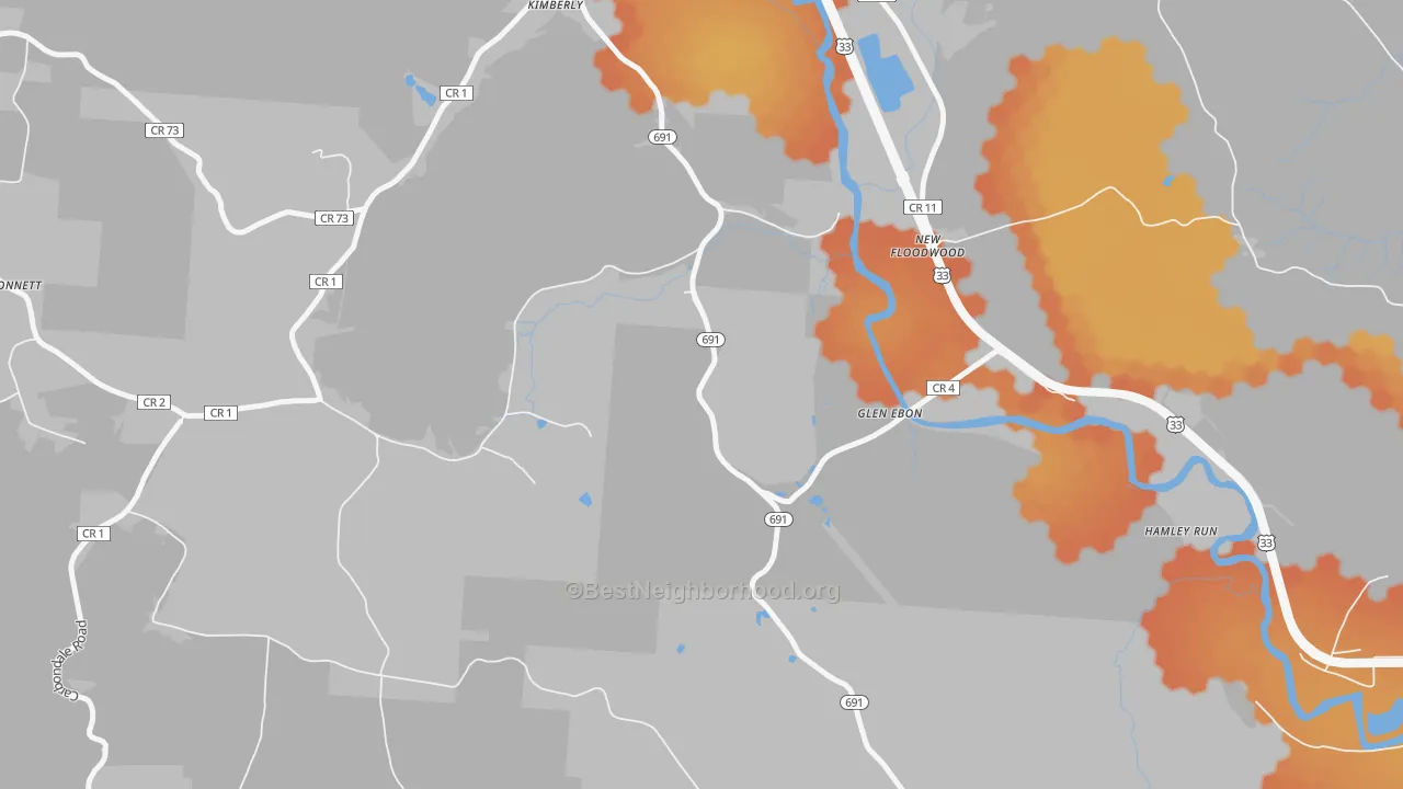 Bike Grade map of New Floodwood, OH