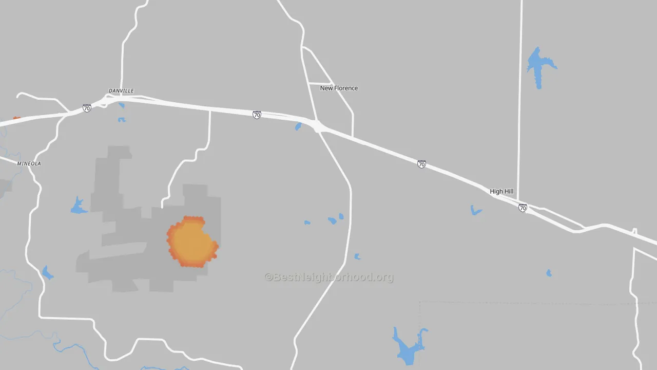 Bike Grade map of New Florence, MO