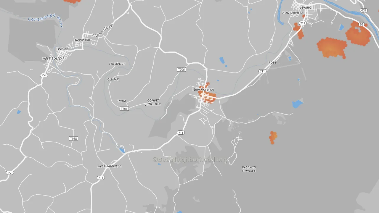 Bike Grade map of New Florence, PA