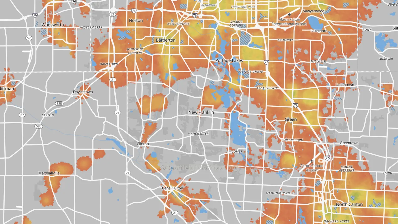 Bike Grade map of New Franklin, OH
