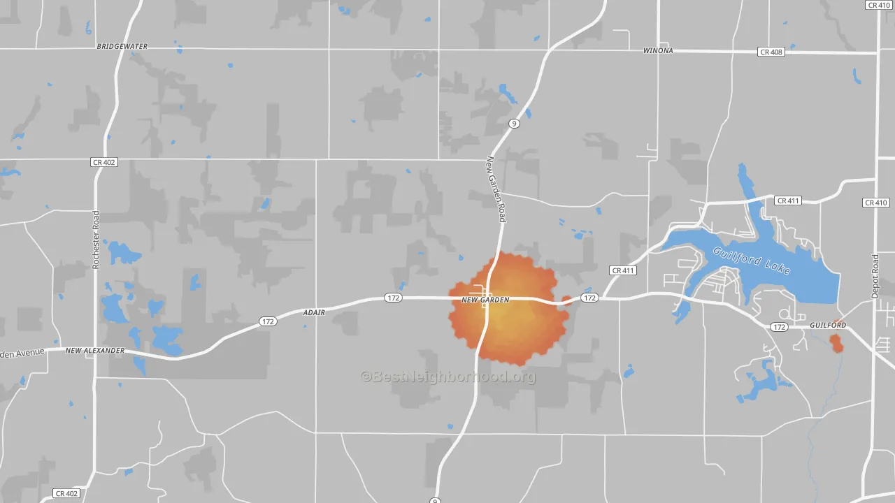 Bike Grade map of New Garden, OH