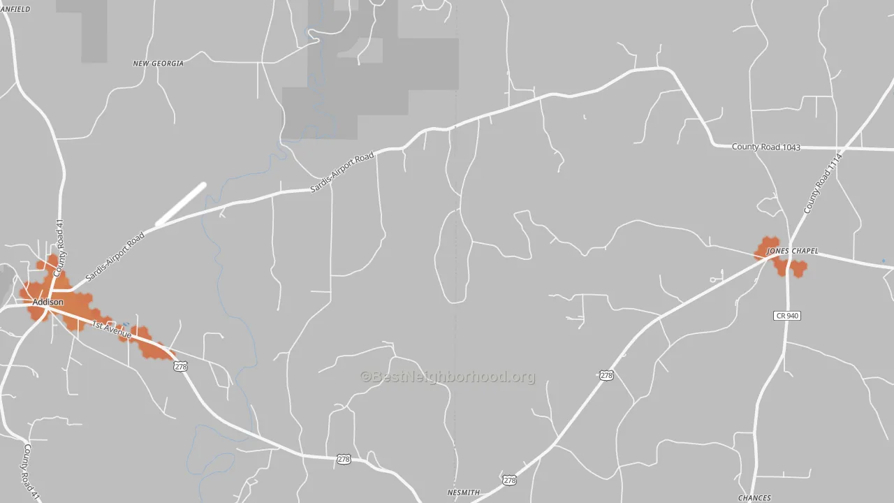 Bike Grade map of New Georgia, AL