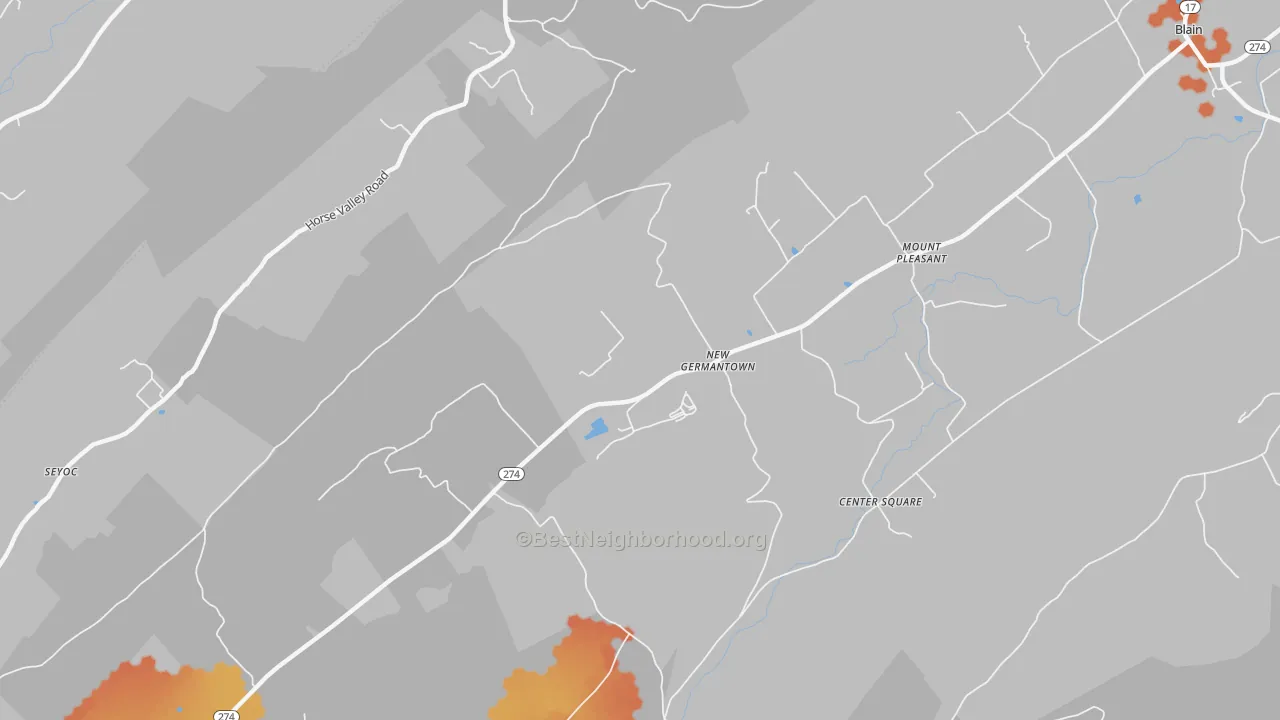 Bike Grade map of New Germantown, PA
