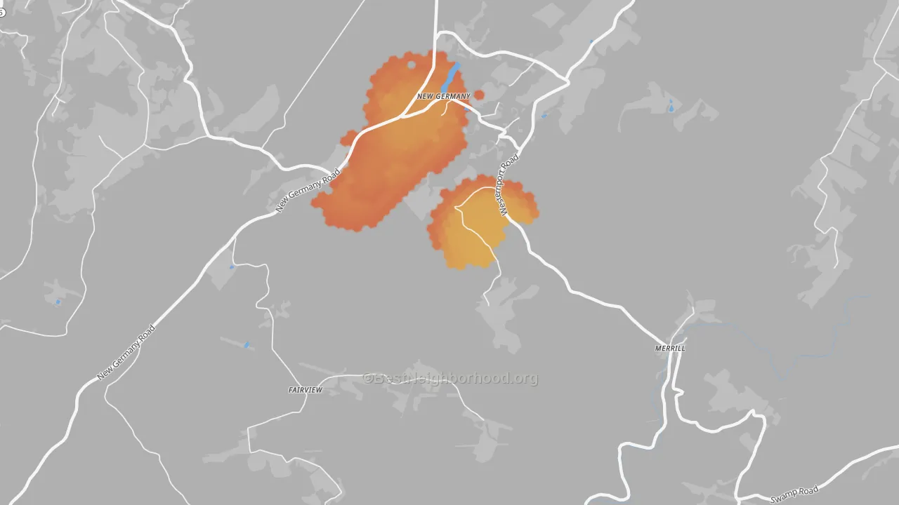 Bike Grade map of New Germany, MD