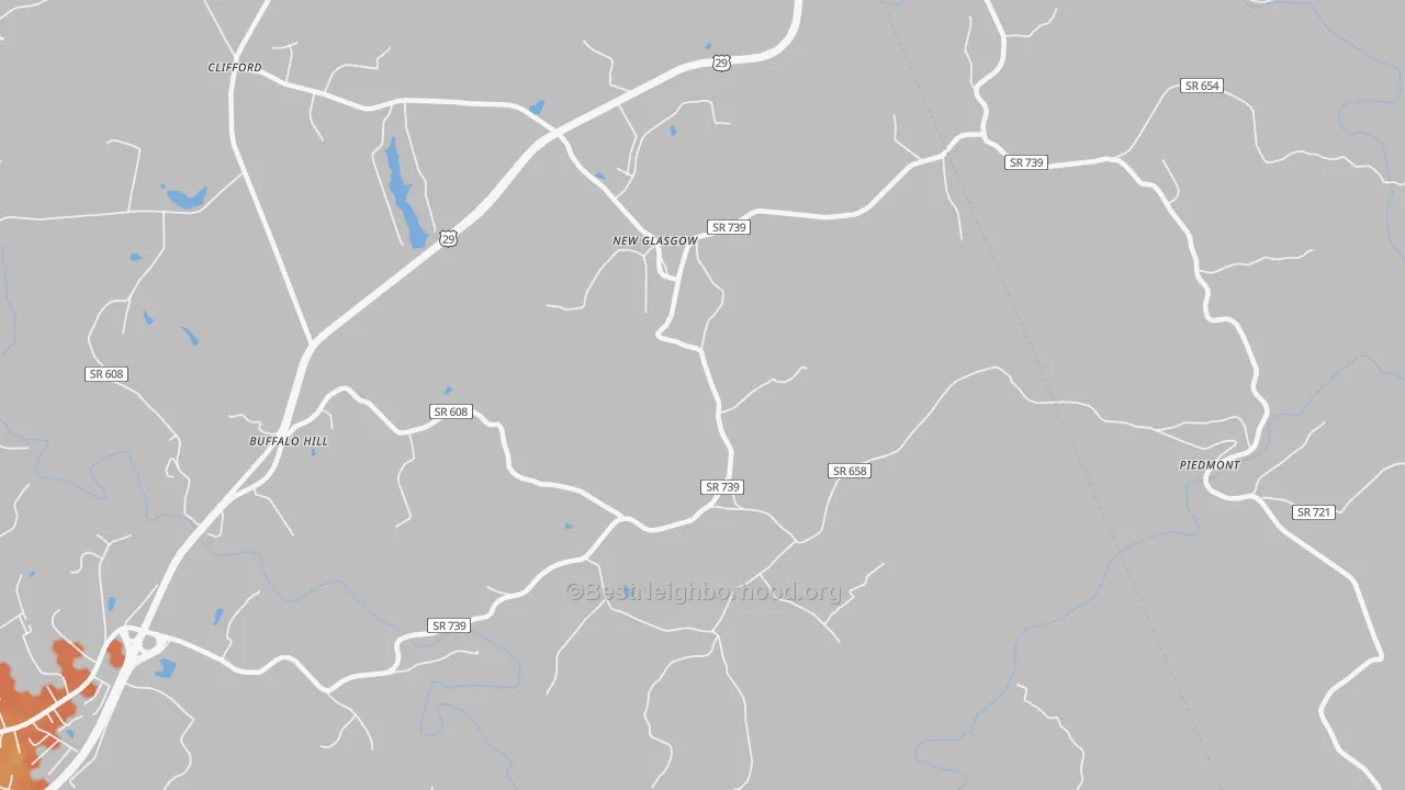 Bike Grade map of New Glasgow, VA