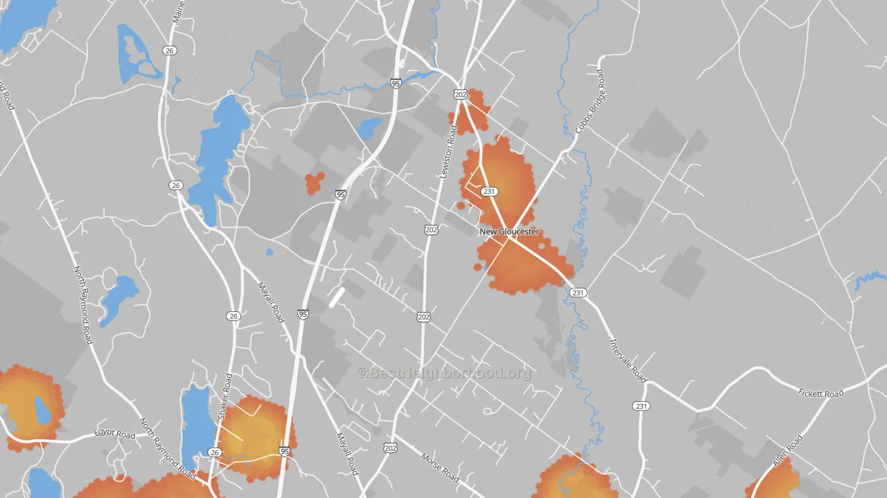 Bike Grade map of New Gloucester, ME