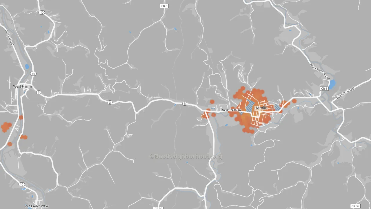Bike Grade map of New Hamlin, WV