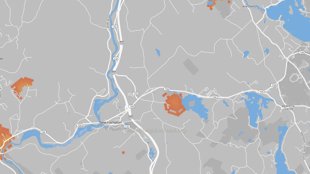 Bike Grade map of New Hampton, NH