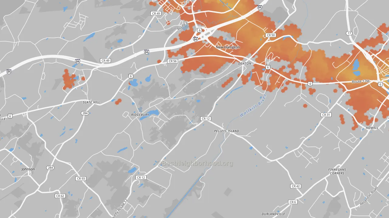 Bike Grade map of New Hampton, NY
